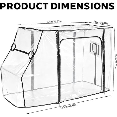 Housse de Pluie pour Chariot Voiture, 115 x 51 x 75 cm avec Fermeture éclair, Transparente Bâche, Pliable, Camping