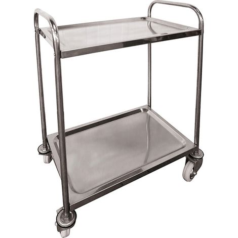 Edelstahl-Servierwagen mit 2 Platten, max. Belastung 100 kg - SVT2/100