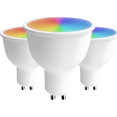 3er-Pack smarte WLAN-LED-Spotlampen GU10 5W (entspricht 25W) 380lm RGBWW, dimmbar per Smartphone/App, 25.000 Stunden Lebensdauer, SevenOn Premium
