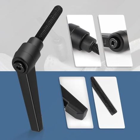 4 poignées de serrage réglables M8-40 mm, poignée à levier à dégagement rapide en acier avec goujon de 40 mm (1/3)