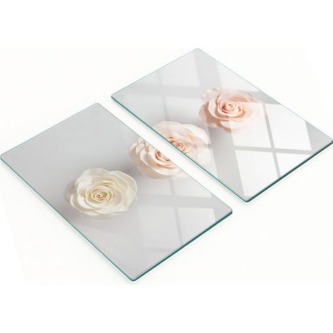 Tablas decorativas multifuncionales de cocina con rosas de vidrio templado, 2x30x52 cm.