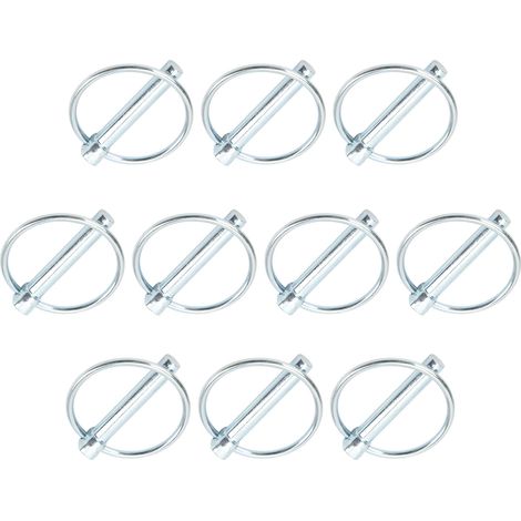 10 attaches goupilles annulaires en acier au carbone, pinces de verrouillage pour vélo, camion, bateau, remorque, tracteur, 6 mm x 45 mm (1/5)