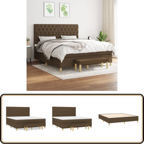 Boxspringbett mit Matratze Dunkelbraun 160x200 cm Stoff - Boxspringbett - Doppelbett - Bettenrahmen - Lattenrost - Matratze