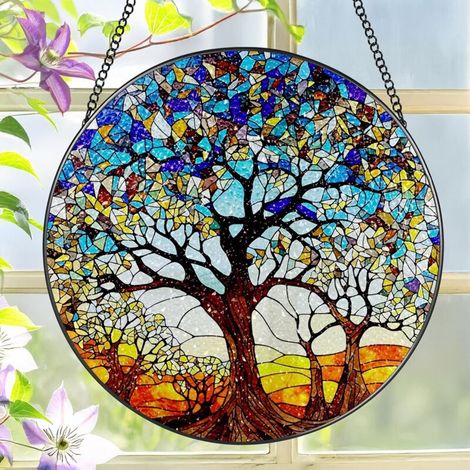 Attrape-soleil vitrail 25 cm – Déco intérieure pour fenêtre, mur ou porte, idée cadeau Noël (1/4)