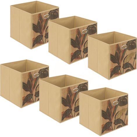 Lot de 6 boîtes de rangement cubes en bambou à motifs jungle MIX'N MODUL (1/4)