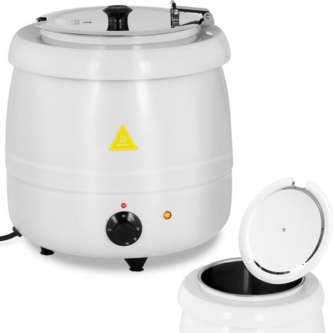 Thermos elettrico per zuppe, in acciaio inox, superficie fredda al tatto, 400 W, 10 l, 35-80 °C, bianco (1/3)