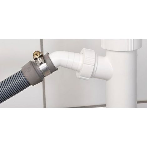 Siphon Connector (Drain Pipe Connector, for Connecting Washing Machine or Dishwasher Drain Hoses to the Siphon, Hose Clamp Included) White
