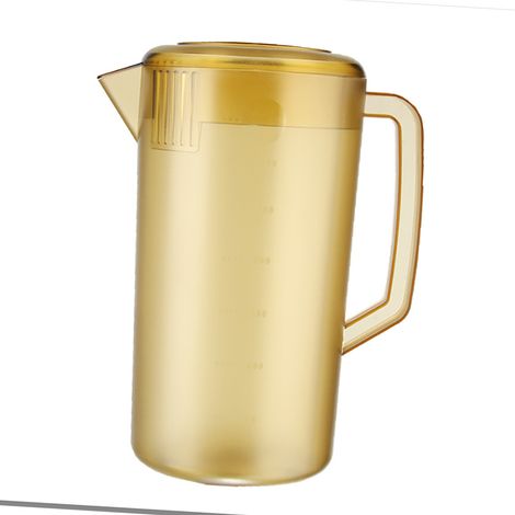Verseau en plastique PC résistant à la chaleur, broc givré avec couvercle et graduation pour boissons, limonade, thé glacé, 3500 ml, brun foncé (1/5)