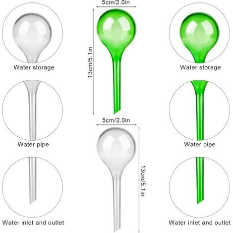 Set mit 12 kleinen Bewässerungskugeln aus synthetischem Glas für Zimmerpflanzen – Tropfbewässerungskugeln, 5,1 cm Durchmesser – Automatische PVC-Bewässerungsanlage für Pflanzen (1/4)