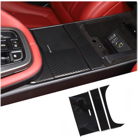 Autocollants en plastique ABS pour console centrale de voiture - Accessoires automobiles (fibre de carbone) (1/5)