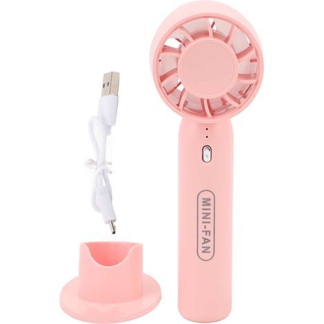 USB rechargeable portable fan, 3 speeds, pink, 15 cm, built-in 600 mAh battery (1/5)