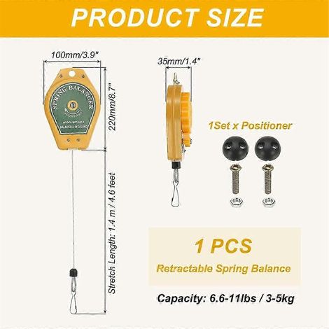 Equilibrador de resorte retráctil, herramienta para resortes de cojinetes de 3 a 5 kg (6,6 a 11 lbs), edición 0617