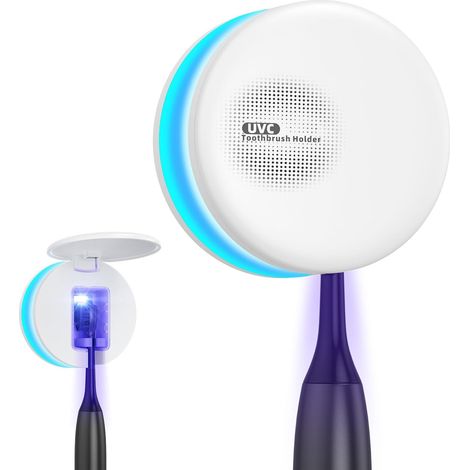 Stérilisateur UV pour Brosses à Dents, avec Stérilisation Séchage Stérilisation UV + Séchage Air Chaud, Fixation Murale, USB-C, pour Salle de Bain, Voyage (1/5)