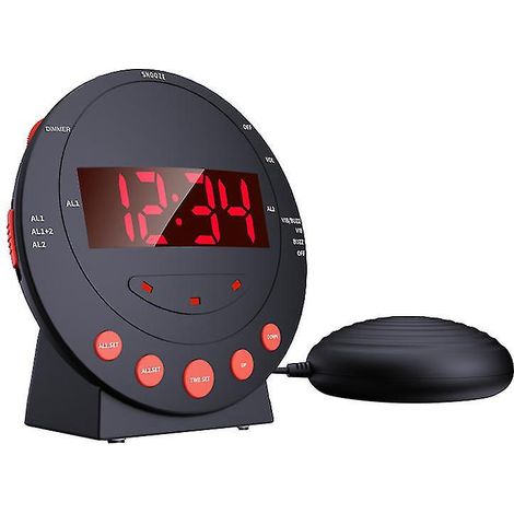 3-in-1-Vibrationswecker mit blinkendem LED-Licht, Schlummerfunktion, sanftem Weckton und Alarmfunktion für Tiefschläfer, Hörgeschädigte und Senioren. USB-Ladegerät im Lieferumfang enthalten.