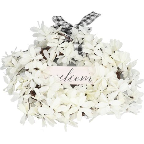Couronne printanière fleurs artificielles porte décoration suspendue (1/5)