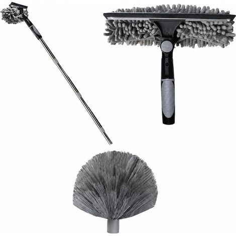 Plumeau télescopique 1,5-4,5 m, en microfibre lavable, tête de loup, pour plafonds et fenêtres (1/5)
