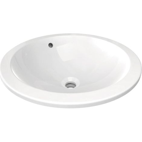 Ideal Standard Connect - Lavabo encastré, diamètre : 480 mm, sans ouverture pour mitigeur, blanc E505401 (1/5)