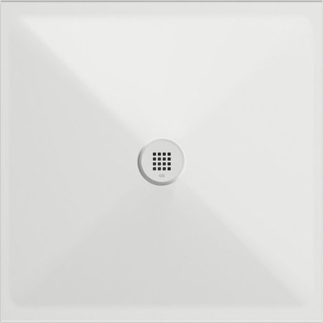 Receveur de douche en céramique carré 90x90x2cm, blanc mat (1/2)