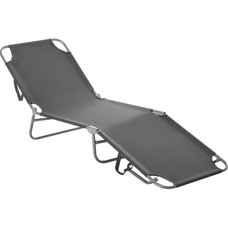Outsunny Klapp-Sonnenliege mit verstellbarer Rückenlehne, mehrfach verstellbares Metall und Polyester, Grau