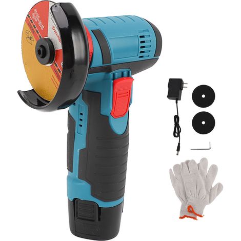 Mini meuleuse d'angle brossée 12V 100-240V 1500mAh 19500rpm avec 2 disques de coupe, outil électrique de ponçage pour métal, bois, plastique - prise américaine (1/5)