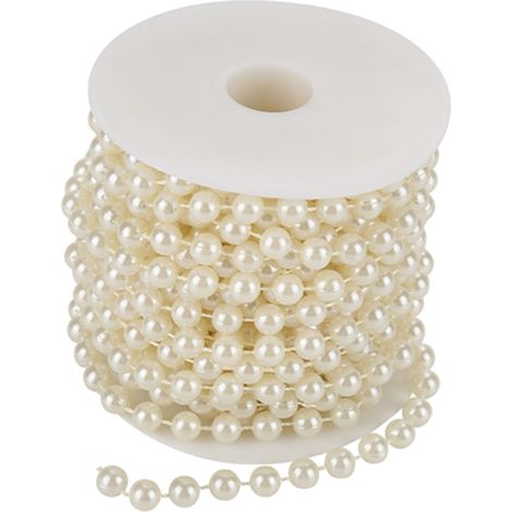 10 m/rouleau de fil de perles de 8 mm (beige) pour guirlande, décoration de mariage DIY (1/5)