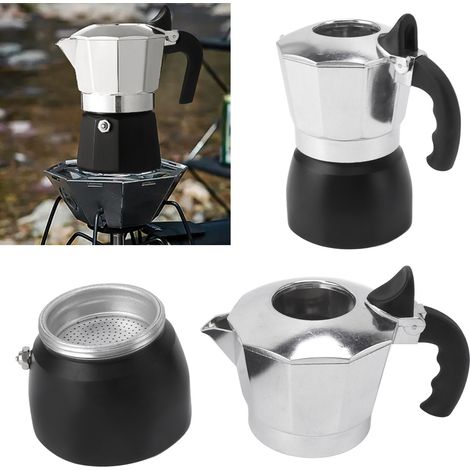 Cafetière italienne à double valve 3 tasses (150 ml), cafetière expresso octogonale, bouilloire à filtre à valve. (1/5)