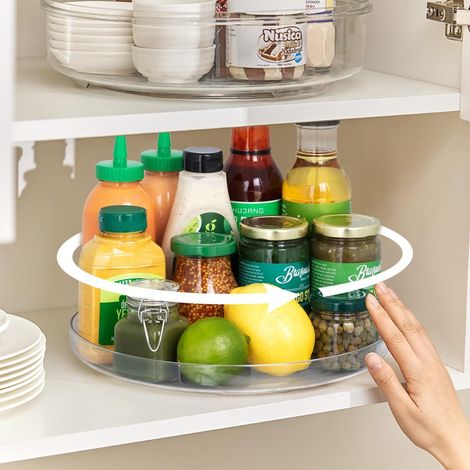 Especiero giratorio Lazy Susan de 360°, organizador de cocina sin taladros, transparente