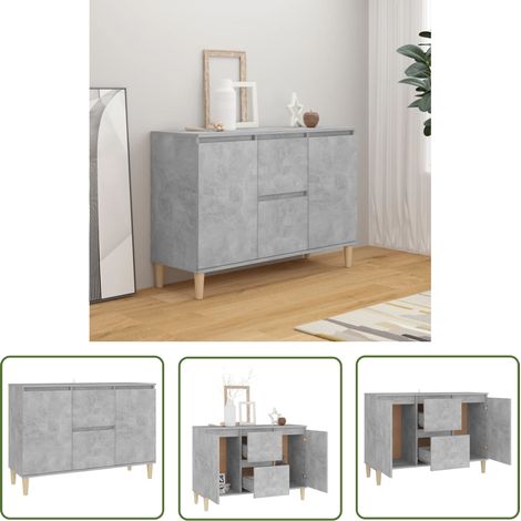 The Living Store Buffet gris béton 101x35x70 cm bois d'ingénierie - Buffet - Meuble De Rangement - Armoire - Commode - Mobilier Moderne (1/5)