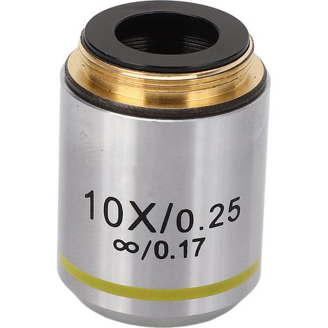 Objectif de microscope biologique 10X, lentille achromatique en verre optique 20,2mm, filetage RMS, modèle 195, optique infinie pour laboratoire. (1/5)
