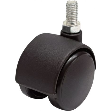 TWINY-Rolle D. 40 mm mit Gewindespindel M8x12 mm, Höhe 50 mm.