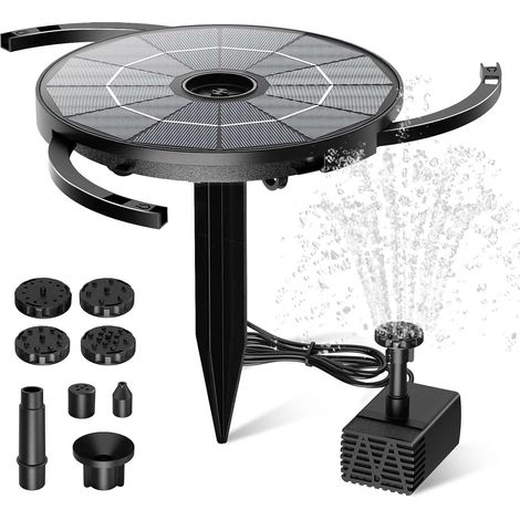 Fontaine Solaire 3.5W avec 12 Buses Pompe Solaire Bassin Exterieur pour Bain d'oiseaux Aquarium Etang Jardin Fontaine(3.5W) (1/5)