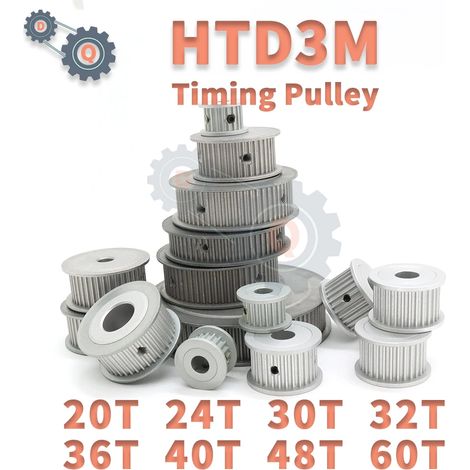 (24 dents, pour courroie de 10 mm de large) Poulie de distribution HTD 3M pour courroie de 10 mm de large (1/4)