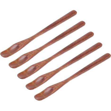 5 pièces petites cuillères en bois, ensemble de cuillères Anti-brûlure pour enfants, pour la cuisine, riz, glace (1/4)