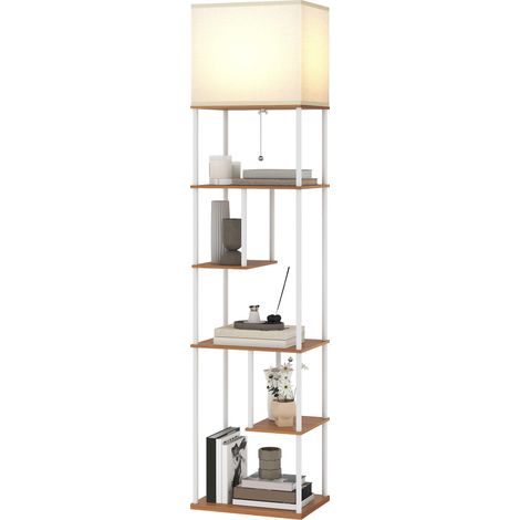 Lampadaire avec étagères, température de couleur réglable 3000K-6500K, télécommande, ampoule E27, naturel (1/5)