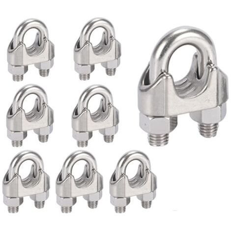 M8 Serre-câbles Etrier U Boulon Clip de Câble 304 Acier inoxydable Selle de pince de Câble Câble métallique Clips pour etendoir linge exterieur10PCS (1/5)