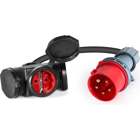 Adaptateur CEE 16A 380V mâle vers fiche 3 220V CEE vers Schuko avec câble d'alimentation de 3 2,5 mm² IP44 pour Conversion de Charge de Caravane, Yacht, Conversion de Courant (1/5)