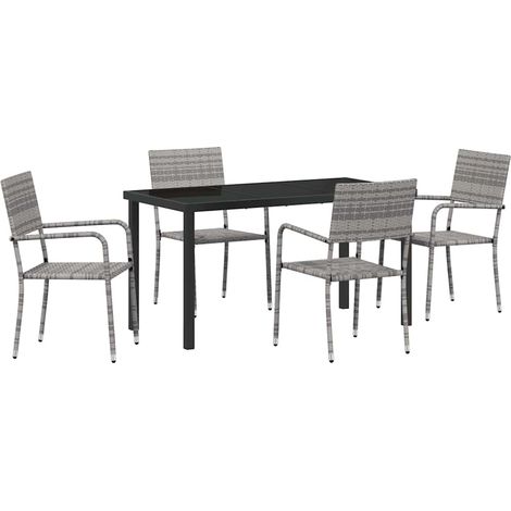 Maison Exclusive - Conjunto de Comedor de Jardín 5 pcs Gris ratán (1/5)