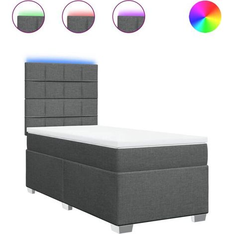 Cadre de lit en tissu, matelas inclus, gris foncé, 80 x 200 cm (1/5)