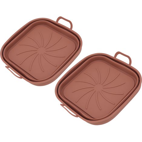 Stück Silikon-Fritteusenkörbe, antihaftbeschichtete Silikon-Topfeinlagen, Friteusen-Zubehör mit Griff, braun (1/5)