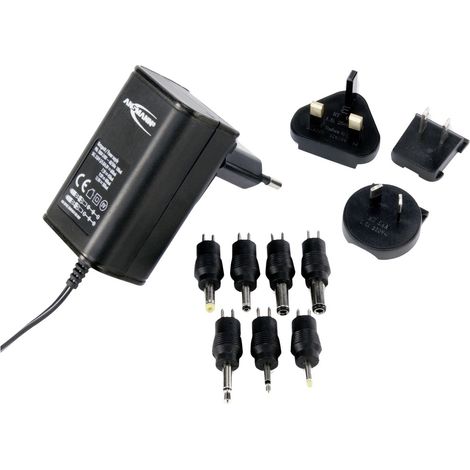 Ansmann 1209-0000 Steckernetzteil, einstellbar 3 V/DC, 4.5 V/DC, 5 V/DC, 6 V/DC, 7.5 V/DC, 9 V/DC, 1