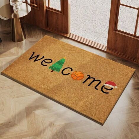 Paillasson festif, tapis d'entrée, tapis antidérapant, grattoir de porte pour enlever la boue et la saleté - 40 x 60 cm - Bienvenue -D