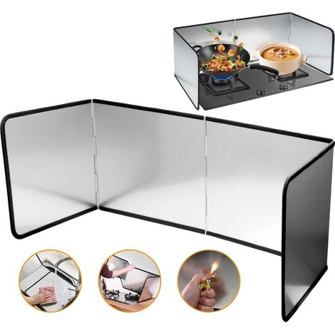 Piastra deflettrice per fornello a gas, in alluminio, 60 cm x 30 cm, compatibile con fornelli standard, resistente al calore fino a 300 °C, protezione dagli schizzi d'olio. (1/5)