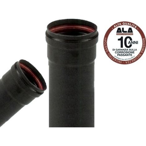 TUBI TUBO ALA 1,2MM AETERNUM NERO PER STUFA PELLET CM.10 H.100 RISCALDAMENTO