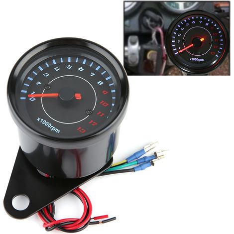 Compte-tours numérique LED 12V universel pour moto, indicateur de régime électronique avec rétroéclairage, jauge de vitesse moteur, compatible 12 volts. (1/5)