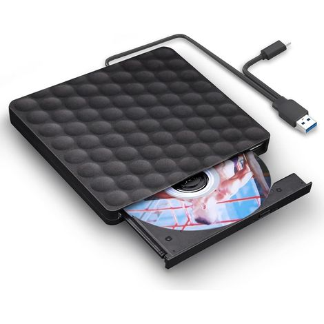Grabadora de DVD externa, grabadora de DVD/CD+/-RW, unidad externa USB 3.0 y tipo C, lector de tarjetas portátil ultrafino compatible con Windows 11/10/8/XP/Linux/MacOS (1/5)