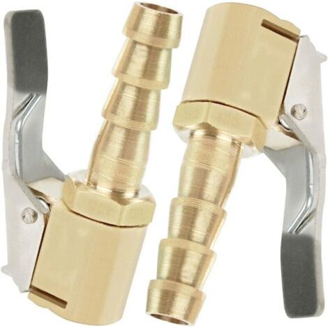 2 ugelli di gonfiaggio, ugello per gonfiaggio pneumatici auto, ugello di gonfiaggio con clip, adattatore connettore a morsetto per valvola di gonfiaggio, per valvole pneumatici, ottone, 8 mm