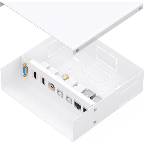 AISENS - CAJA DE CONEXIONES VGA+JACK3.5+2xHDMI+2xUSB-B+2xRJ45 CAT.6A STP, BLANCO