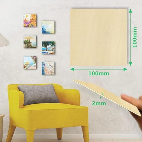 OWLKELA Plywood, 100 x 100 x 2 mm, DIY handmade (1/4)