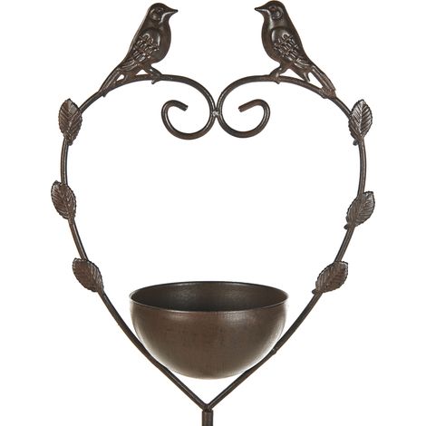 Bebedero para pájaros de jardín para exterior pileta de hierro antiguo decorativo marrón Sparrow
