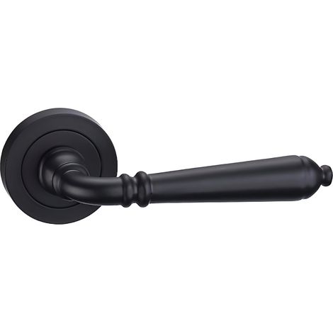 Manilla puerta aluminio Toledo negra rústica roseta redonda 52mm